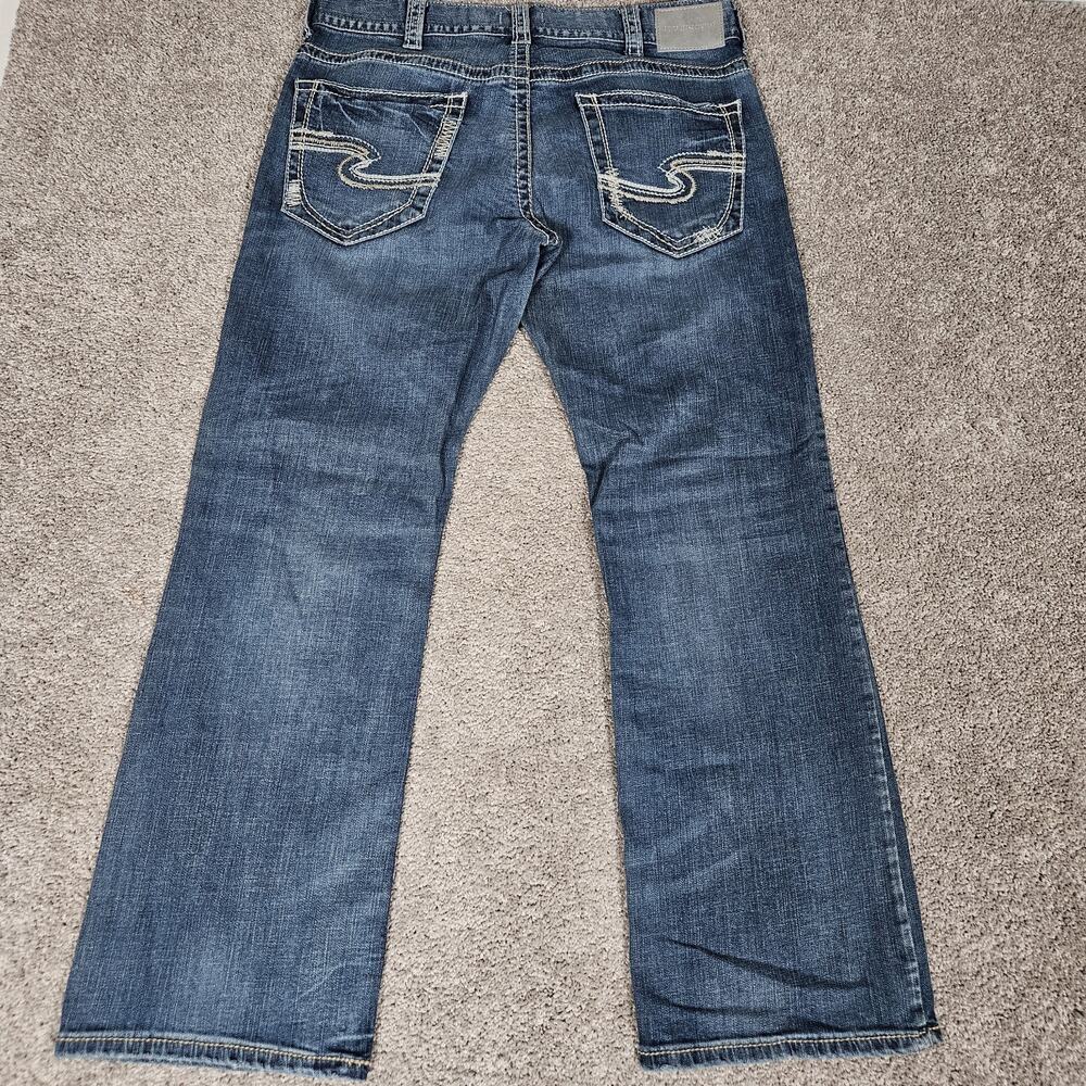 Silver Jeans Men's 36X32 Blue Zac Relaxed Straight Casual Denim Modern Western - Picture 2 of 11